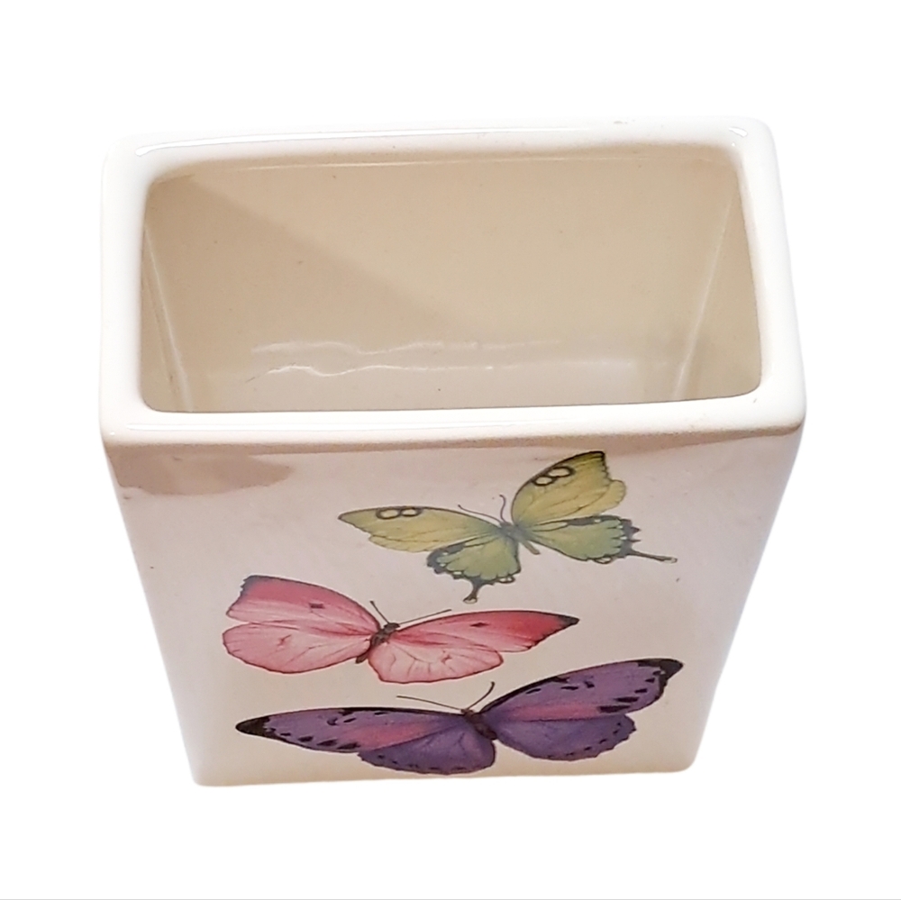 Teleflora ~ Colorful Butterflies Rectangular Glass Vase - Picture 6 of 7